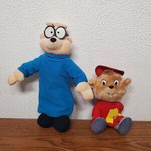 Vintage Plush 14" Simon and 10" Alvin from Alvin & the Chipmunks Stuffed Animals